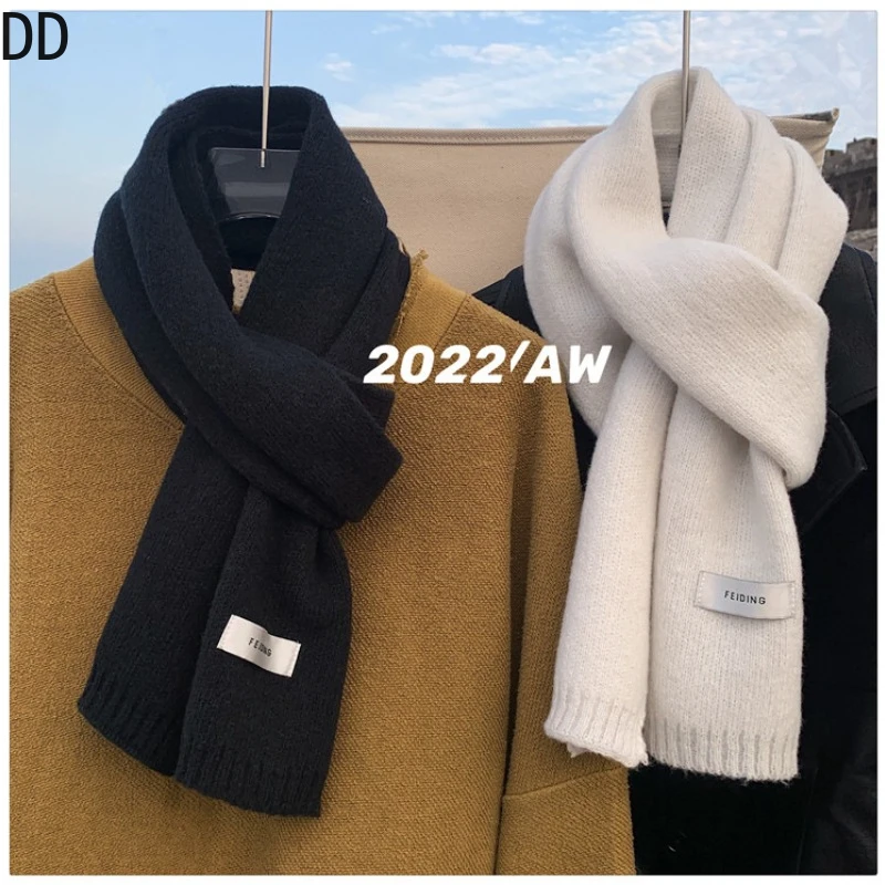 Men Scarf Wool - Simple Chic นุ่มผ้าพันคอฤดูใบไม้ร่วงฤดูหนาวผู้ชายถักเกาหลีคู่แฟชั่นหนาผ้าพันคอความร้อน Muffler ผ้าคลุมไหล่ชาย