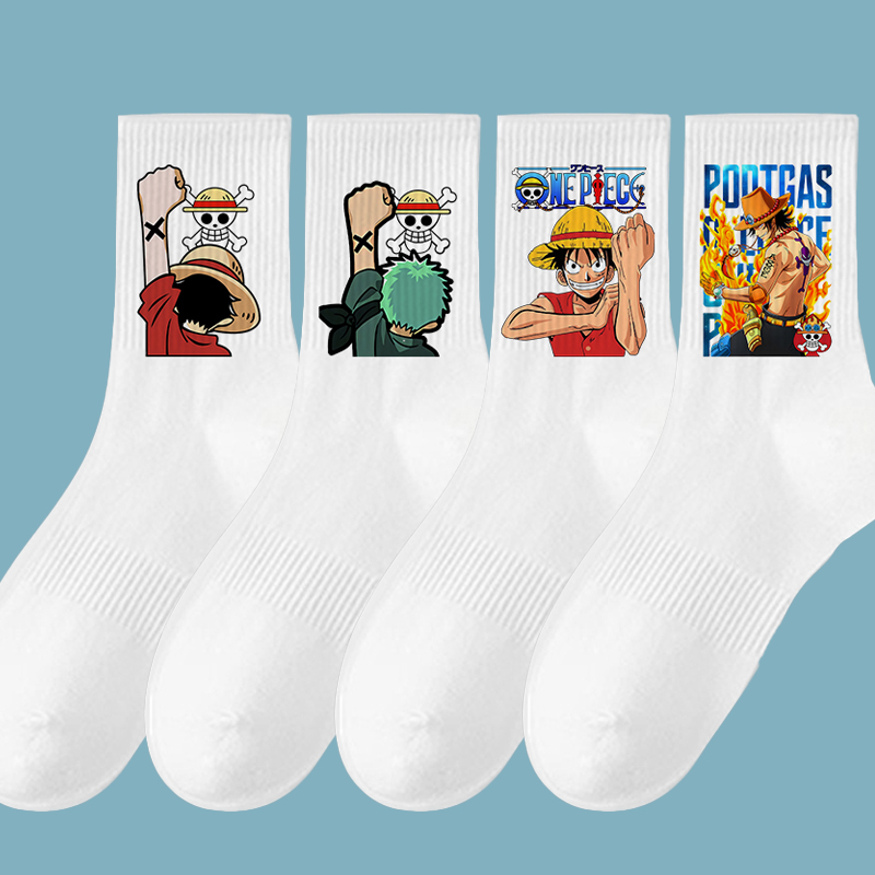 Socks Ankle Men - อะนิเมะวันพีช เมน สปอร์ต ลองส์ ซ็อกส์ ลูฟี่