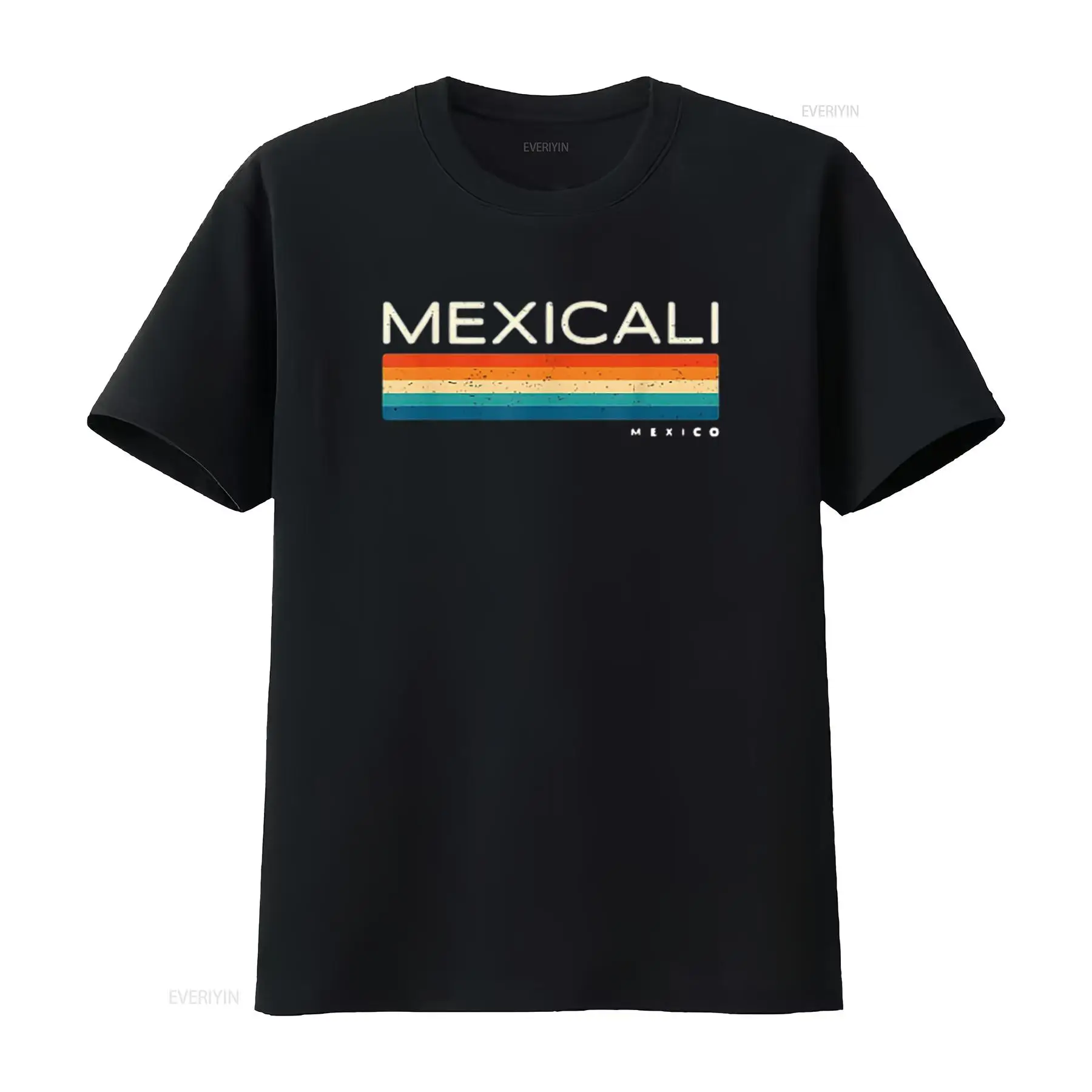Mens Fashion Mexicali - เสื้อยืดผู้หญิงลายเม็กซิโกสไตล์เรโทร สีดำ ไซส์ L ลุควินเทจ ผ้าฟอก