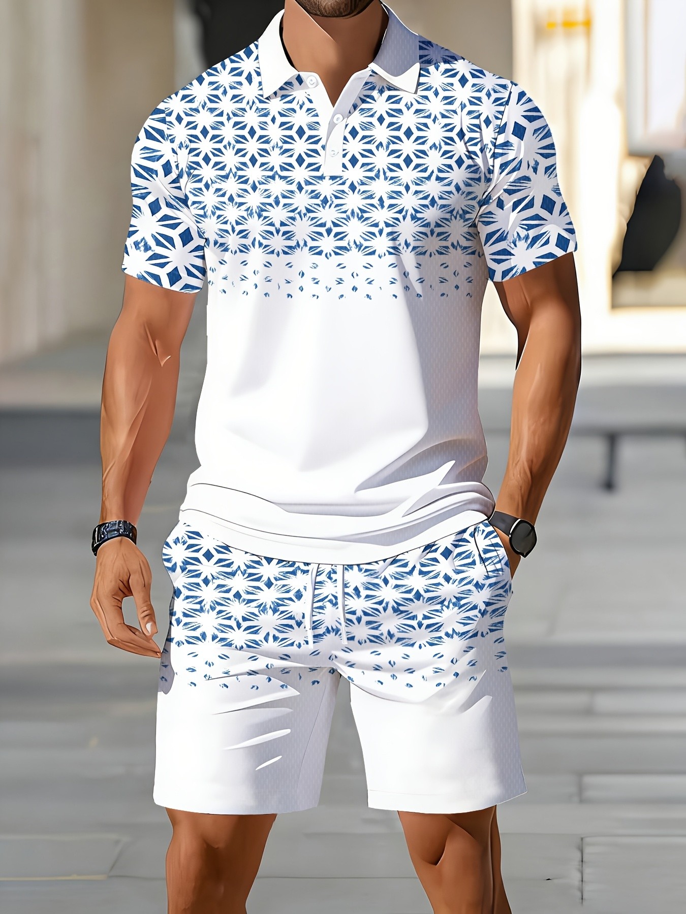 Men'S Fashion Polo Shirt - ชุดเสื้อโปโลผู้ชายอเมริกันฤดูร้อนปี 2026 สำหรับการสวมใส่แบบสปอร์ตและลำลอง ทันสมัยและสวมใส่สบาย พร้อมลายพิมพ์ 3