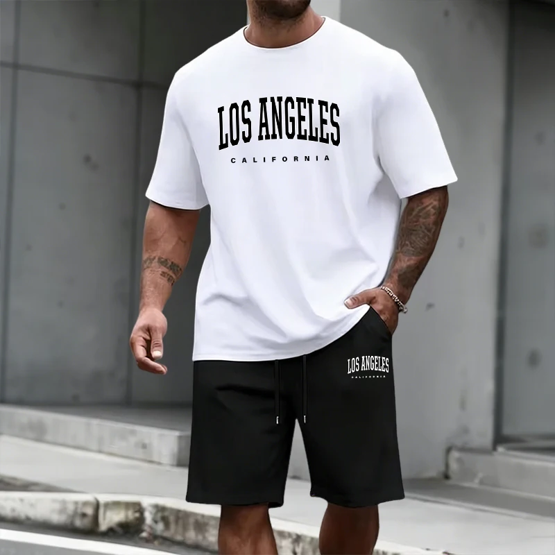 Mens Fashion Clothes - ชุดวอร์มผู้ชาย เสื้อแขนสั้นและกางเกงขาสั้นยาวระดับเข่า แฟชั่นลำลองประจำวันฤดูร้อนปี 2026 เสื้อยืด ชุดออกกำลังกาย