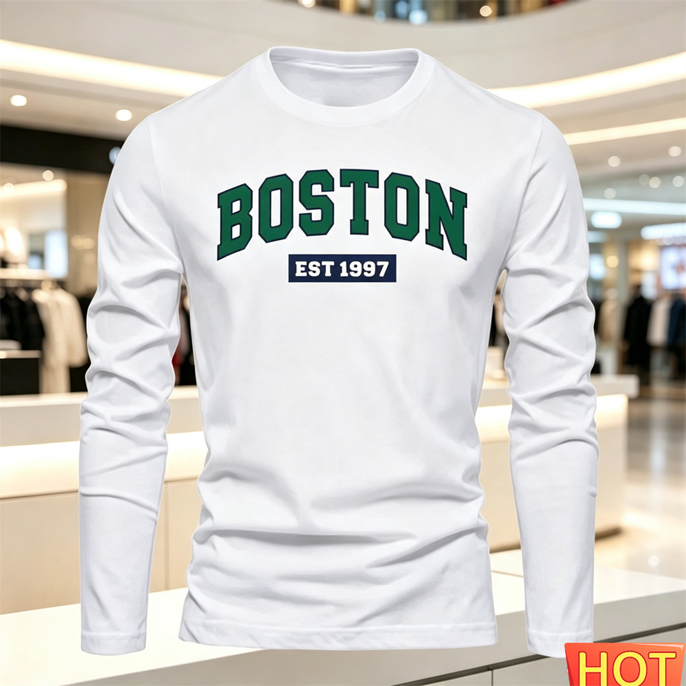 Men'S Fashion Usa - เสื้อยืดแขนยาวผู้ชายลายตัวอักษร คอกลม เสื้อยืดอเนกประสงค์ แฟชั่นผู้ชายสไตล์ Y2K เสื้อทรงหลวม