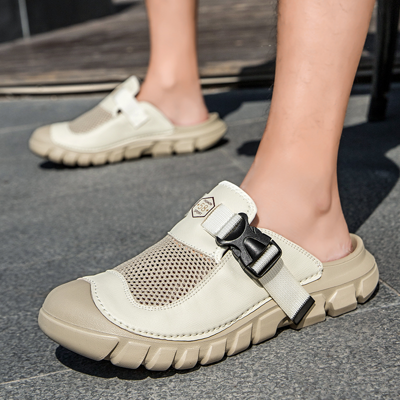 Casual Sneakers Men - รองเท้าแตะผู้ชายฤดูร้อนแบบใหม่ รองเท้าลำลองผู้ชายกันลื่น ระบายอากาศได้ดี ไซส์ใหญ่ รองเท้าแตะชายหาด รองเท้าแตะโรมันทำมือสำหรับผู้ชาย