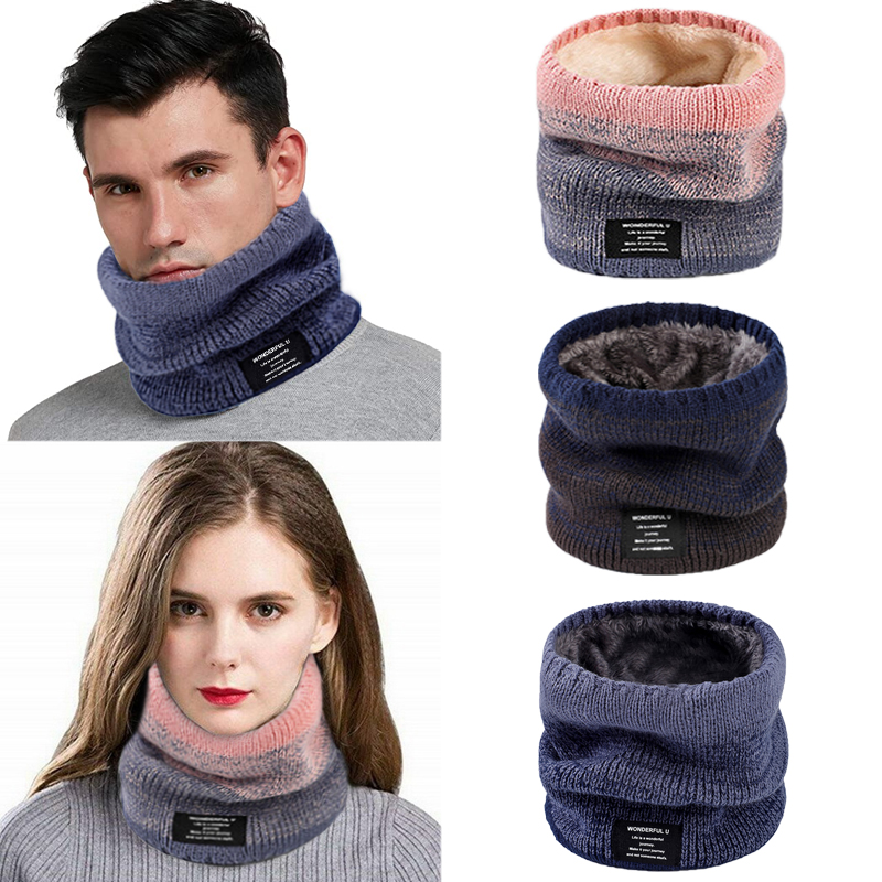 Men Scarf Wool - ฤดูหนาวผู้หญิงผู้ชายถัก Gradient ผ้าพันหัวผ้าพันคอคอหน้ากากสกี Unisex Plush Thicken