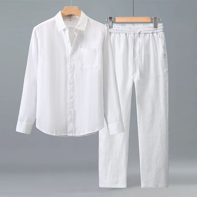 Mens Fashion Clothes - (เสื้อ+กางเกง) แฟชั่นฤดูร้อนปี 2026 เสื้อเชิ้ตคลาสสิกสำหรับผู้ชาย เสื้อเชิ้ตลำลองสไตล์ธุรกิจสำหรับผู้ชาย ชุดเสื้อผ้าไซส์