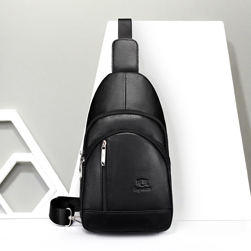 Crossbody Bag Men - กระเป๋าคาดหน้าอกหนังแท้สำหรับผู้ชายพร้อมสายสะพายไหล่ปรับได้ความจุขนาดใหญ่แบบพกพากระเป๋าสะพายข้างสำหรับนักธุรกิจ