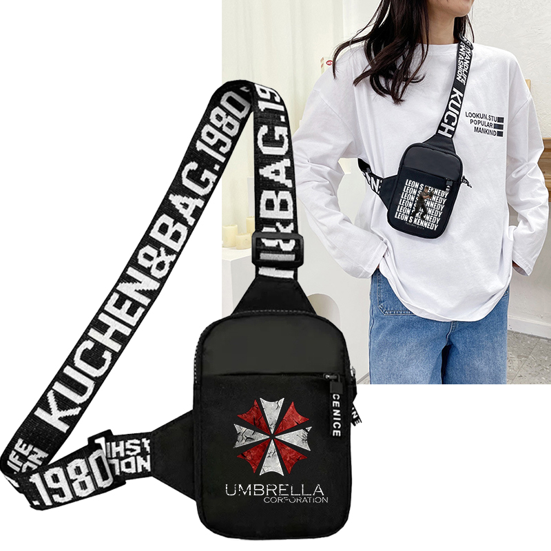 Crossbody Bag Men - เรซิเดนท์อีวิลกระเป๋าคาดเอวสำหรับผู้ชาย กระเป๋าใส่โทรศัพท์มือถือขนาดเล็ก กระเป๋าสะพายข้างลายอนิเมะ กระเป๋าคาดเอวผู้หญิง กระเป๋าอเนกประสงค์ กระเป๋าถือ