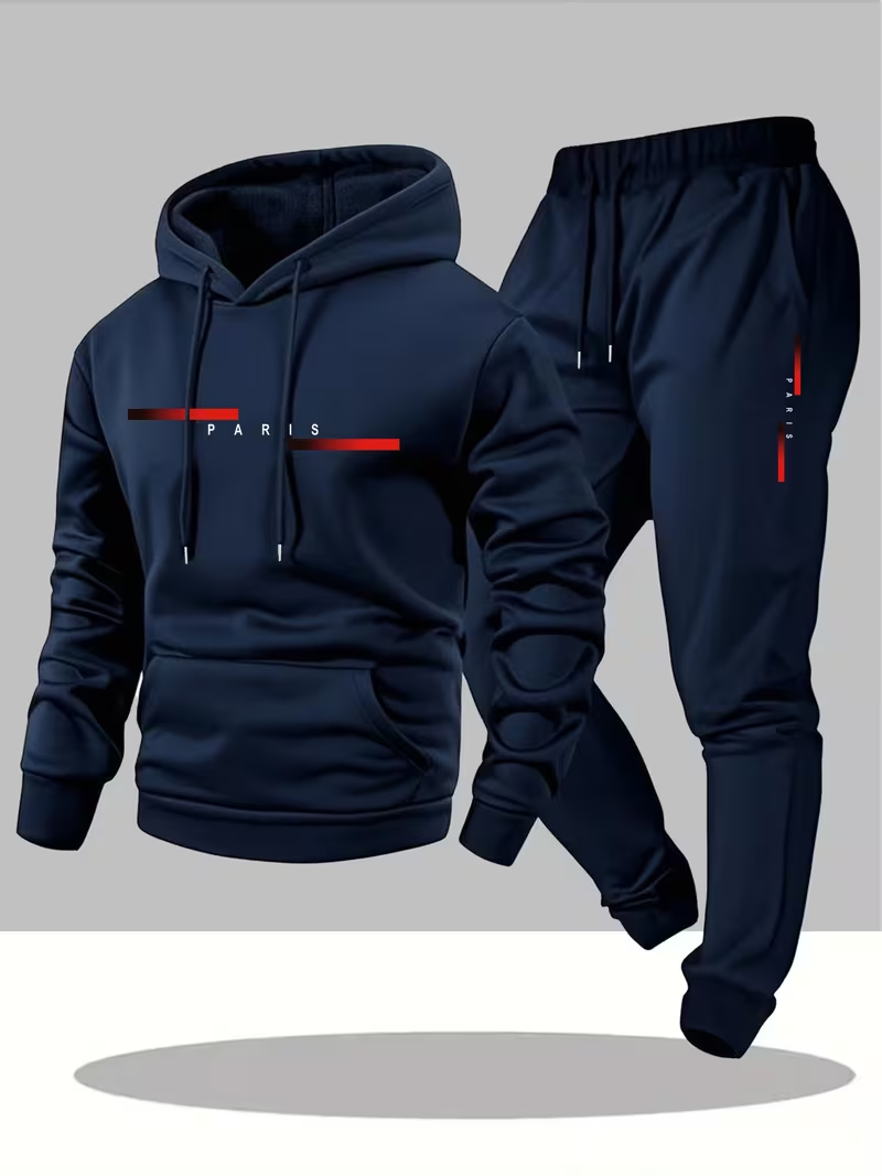 Men'S Fashion Usa - ชุดเซ็ตฮู้ดดี้และกางเกงขายาวพิมพ์ลายตัวอักษรสุดฮิตสำหรับผู้ชาย แฟชั่นฤดูหนาวเรียบง่าย ลดราคาพิเศษ
