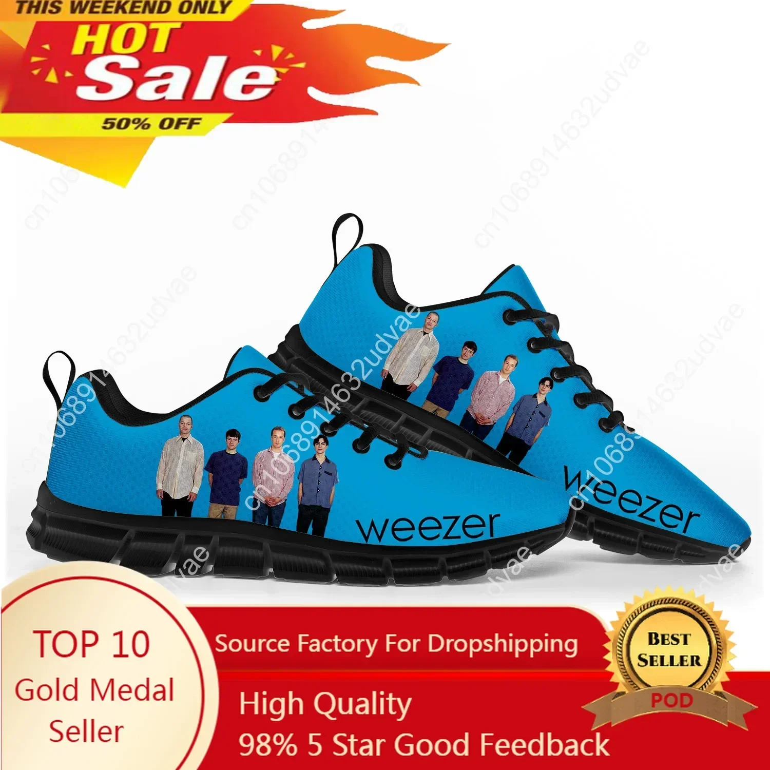 Casual Sneakers Men - รองเท้ากีฬา Weezer สำหรับผู้ชายและผู้หญิง รองเท้าผ้าใบสไตล์วงดนตรีป๊อปร็อค ลำลอง คุณภาพสูง