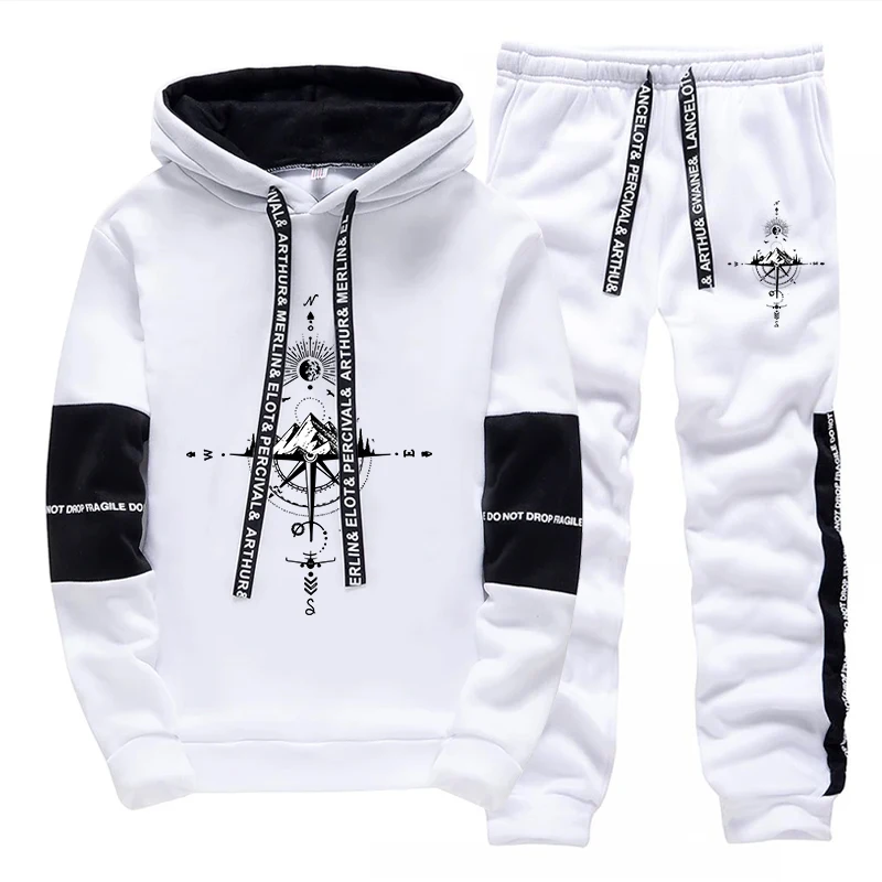 Mens Fashion Casual Outfits - ชุดวอร์มผู้ชายแฟชั่นลำลองสำหรับฤดูใบไม้ร่วงและฤดูหนาว เสื้อฮู้ดสำหรับกิจกรรมกลางแจ้ง กีฬา วิ่งจ๊อกกิ้ง เสื้อผ้าลำลองแบบชุดเดี่ยว