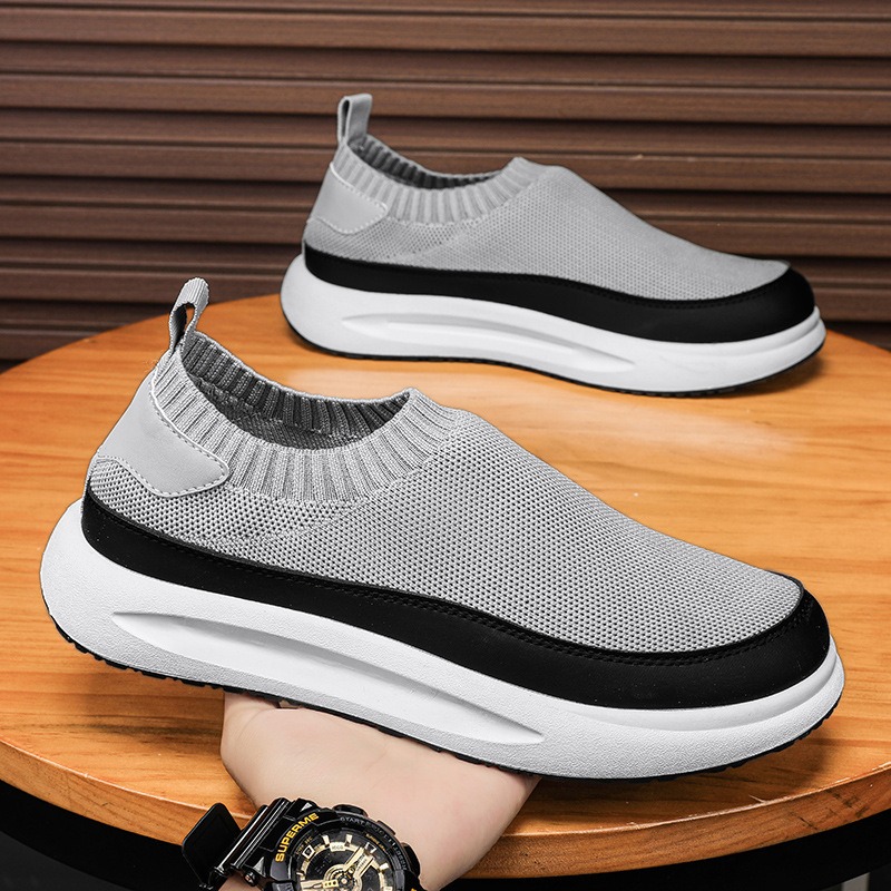 Casual Sneakers Men - 2025 รองเท้าผู้ชายใหม่Breathableตาข่ายผ้าใบรองเท้าแฟชั่นถุงเท้ายืดหยุ่นรองเท้าวิ่งรองเท้าสบายรองเท้าผ้าใบผู้ชาย...