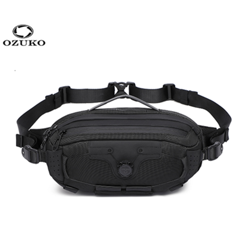 Crossbody Bag Men - OZUKO กระเป๋าคาดหน้าอกมัลติฟังก์ชั่นสำหรับผู้ชาย Tactical Techwear กระเป๋าคาดเอว ดีไซน์ปุ่มหมุน
