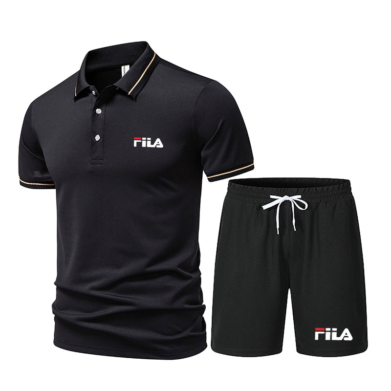 Men'S Fashion Polo Shirt - ชุดกีฬา 2 ชิ้นแฟชั่นสำหรับผู้ชาย เสื้อโปโลแขนสั้นและกางเกงขาสั้นแบบลำลอง