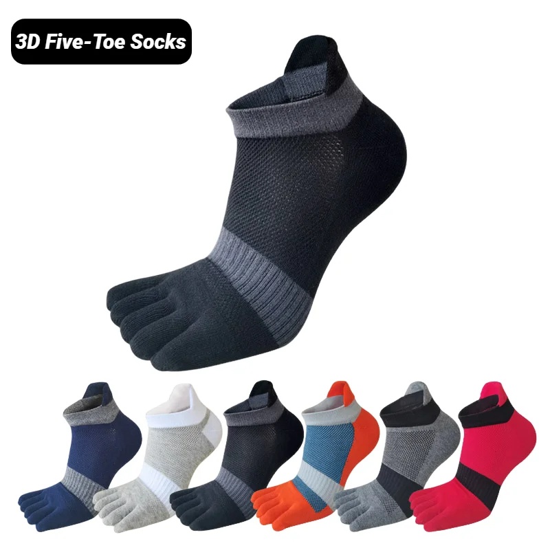 Socks Ankle Men - ถุงเท้ากีฬาผู้ชายแบบตาข่าย ระบายเหงื่อ ปากตื้น ลายทาง สำหรับฟิตเนส ท่องเที่ยว