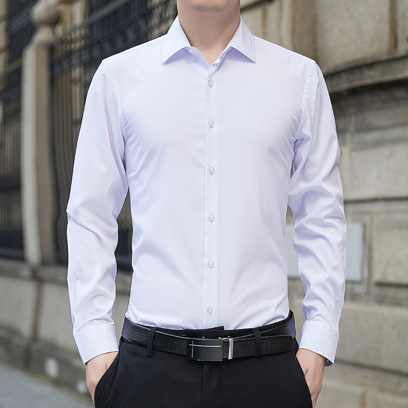 Mens Fashion Clothes - เสื้อเชิ้ตผู้ชายไซส์ใหญ่ สีพื้น แฟชั่นคลาสสิก เรียบง่าย สไตล์ลำลอง ทรงเข้ารูป