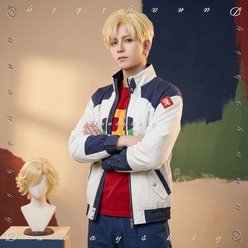 Bomber Jacket Men - เสื้อแจ็คเก็ตบอมเบอร์ผู้ชายแบบคัลเลอร์บล็อก เสื้อผ้าลำลอง สไตล์ไซเบอร์พังค์ เอดเจอร์รันส์ คอสเพลย์โรมัน แขนสั้น