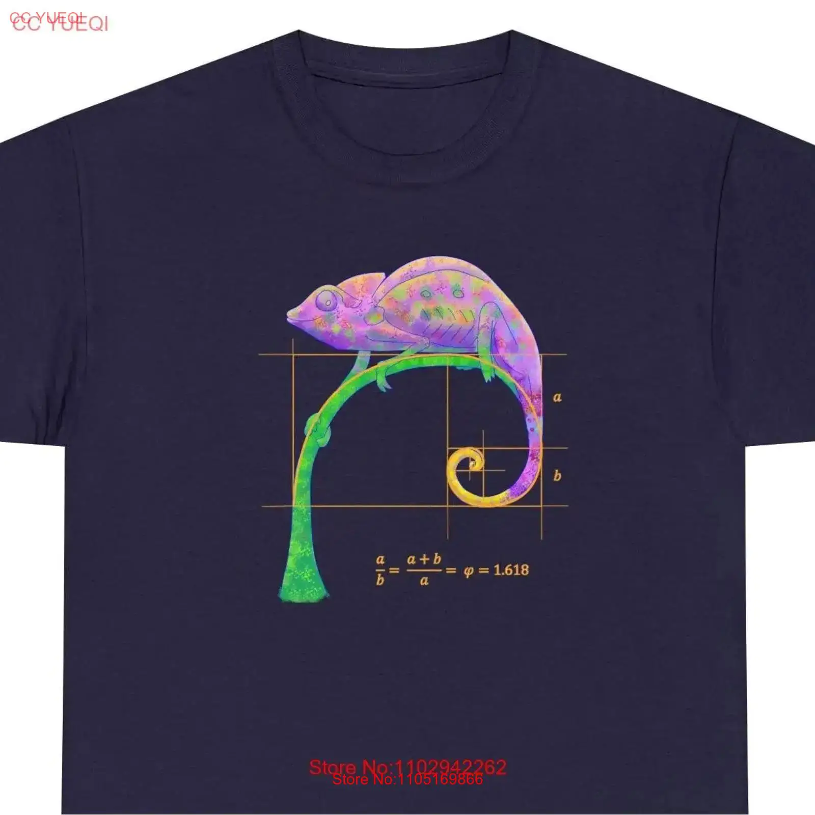 Men'S Fashion Uk - เสื้อยืด Fibonacci Chameleon ผู้จัดจำหน่ายในสหราชอาณาจักร สไตล์วินเทจ ลุคสตรีทแวร์