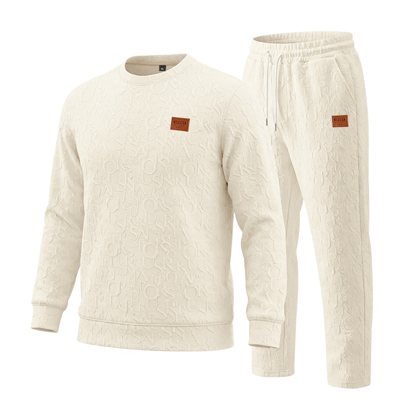 Knitted Cardigan Men - ชุดเซ็ตเสื้อผ้าผู้ชายลายพิมพ์นูนตัวอักษร คอลเลคชั่นฤดูใบไม้ผลิและฤดูใบไม้ร่วง ปี 2026 สำหรับขายส่ง ไซส์ใหญ่