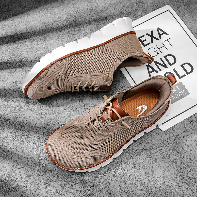 Casual Sneakers Men - รองเท้าผู้ชายทรงกว้าง สไตล์ลำลอง แบบตาข่าย ระบายอากาศดี ดีไซน์มินิมอล พื้นเรียบ