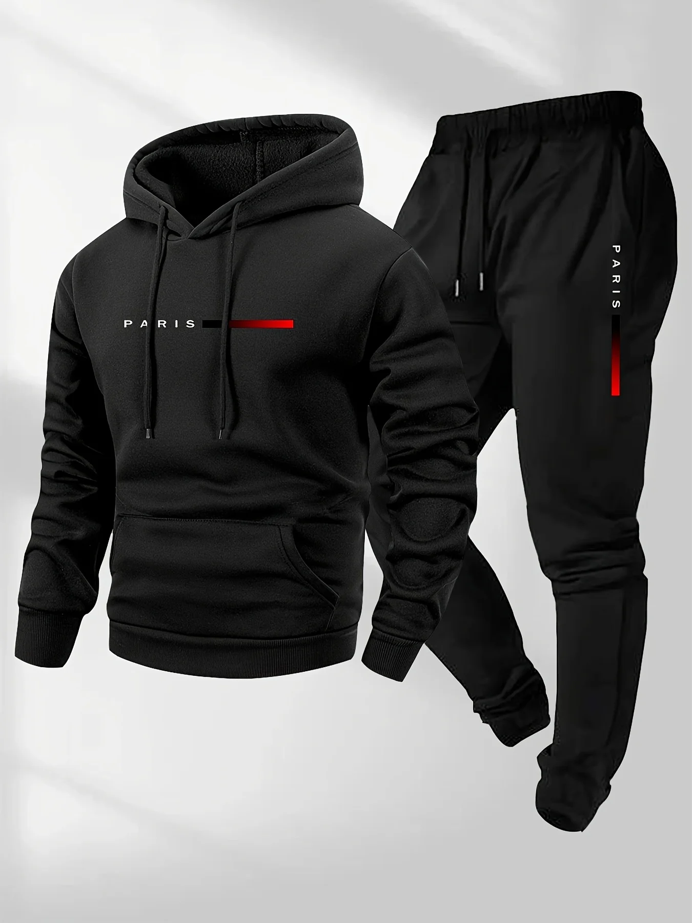Mens Fashion Casual Outfits - ชุดกีฬาพิมพ์ลายตัวอักษรแฟชั่นสตรีทเทรนด์ใหม่ ชุดกางเกงกีฬาผู้ชายแบบมีฮู้ด ชุดกันหนาวสำหรับฤดูใบไม้ผลิ ฤดูใบไม้ร่วง และฤดูหนาว