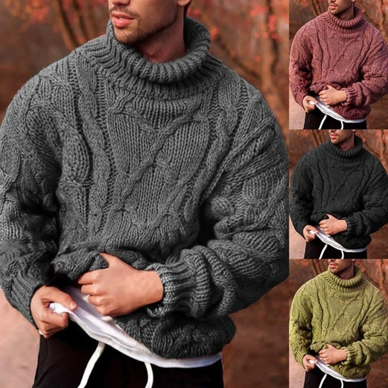 เสื้อสเวตเตอร์ผู้ชายคอสูงลายดอ - Knitted Cardigan Men บทวิจารณ์และราคา
