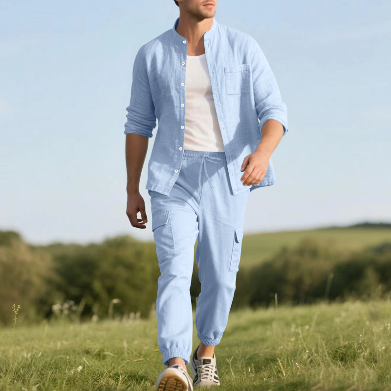 ชุดเซ็ตผ้าลินินระบายอากาศสำหรั - Linen Shirt Summer บทวิจารณ์และราคา