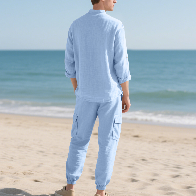 ชุดเซ็ตผ้าลินินระบายอากาศสำหรั - Linen Shirt Summer บทวิจารณ์และราคา