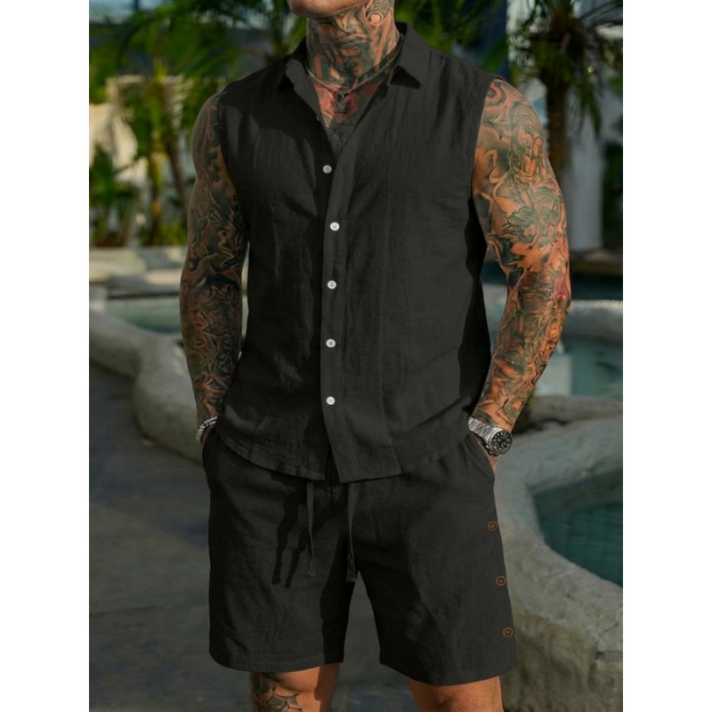 ชุดเซ็ต 2 ชิ้นสำหรับผู้ชาย ผ้า - Linen Shirt Summer บทวิจารณ์และราคา