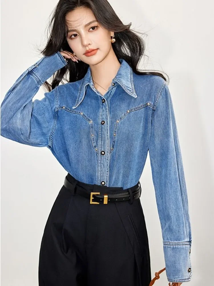 เสื้อเบลาส์ผู้หญิงดีไซน์เสื้อเ - Denim Jacket Vintage บทวิจารณ์และราคา