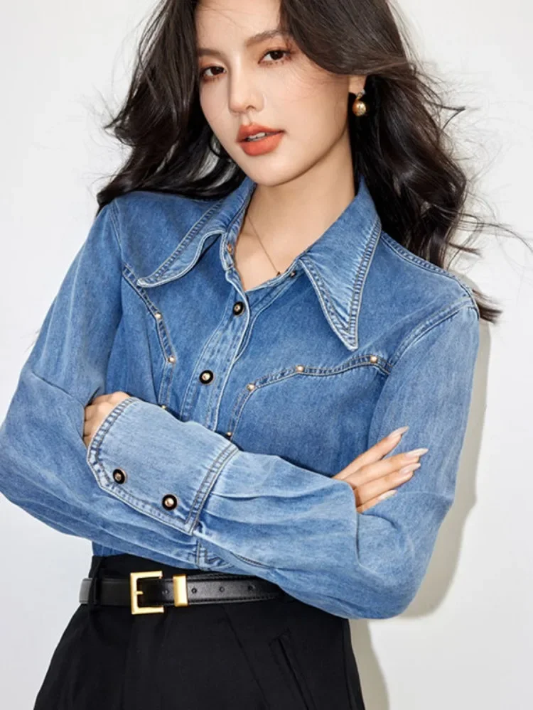 เสื้อเบลาส์ผู้หญิงดีไซน์เสื้อเ - Denim Jacket Vintage บทวิจารณ์และราคา