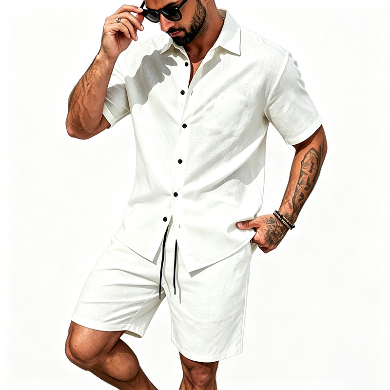 ชุดเซ็ตผ้าลินินสองชิ้นสำหรับผู - Linen Shirt Summer บทวิจารณ์และราคา