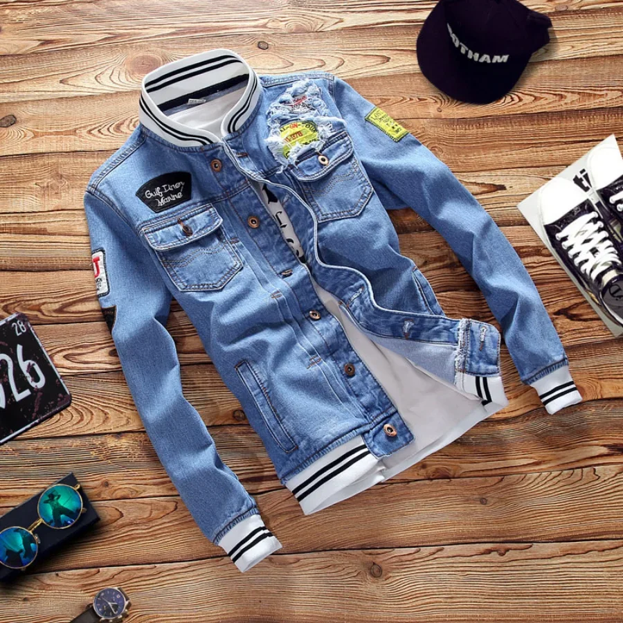 แจ็คเก็ตยีนส์ผู้ชายรุ่นใหม่ปี  - Bomber Jacket Men บทวิจารณ์และราคา