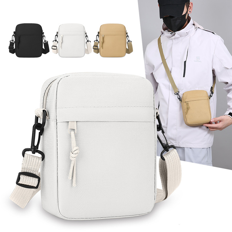 กระเป๋าผ้าแคนวาสสีพื้นเรียบง่า - Crossbody Bag Men บทวิจารณ์และราคา