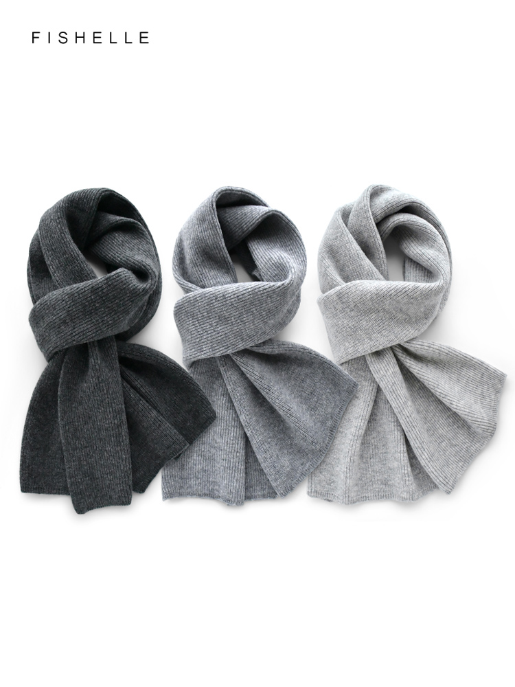 สีเทาสีทึบผ้าพันคอผ้าพันคอฤดูห - Men Scarf Wool บทวิจารณ์และราคา