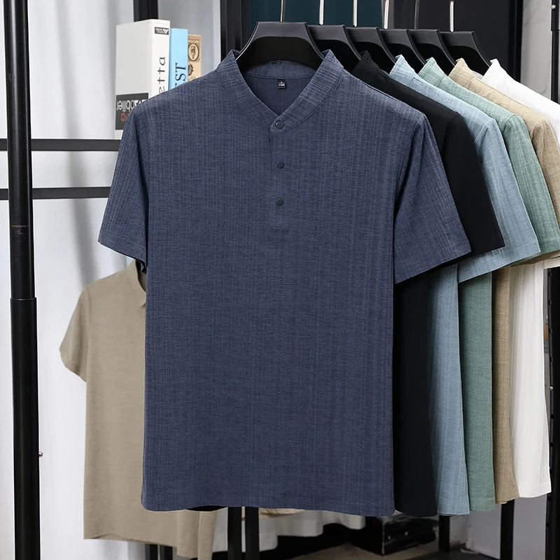 เสื้อเชิ้ตแขนสั้นคอจีนผ้าลินิน - Linen Shirt Summer บทวิจารณ์และราคา