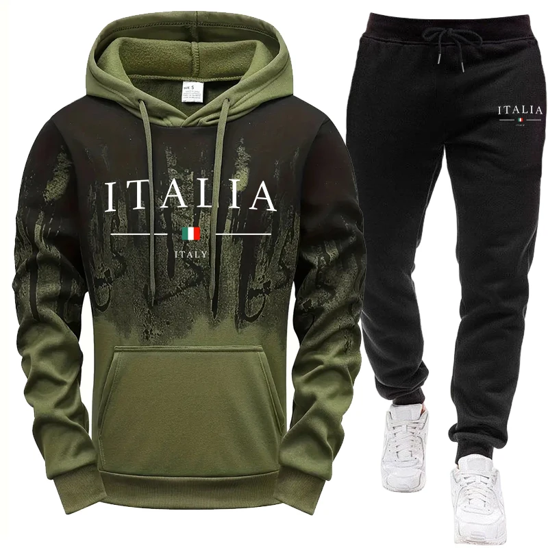 ชุดเสื้อฮู้ดและกางเกงวอร์มแฟชั - Mens Fashion Casual Outfits บทวิจารณ์และราคา