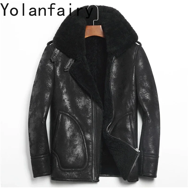 YOLANFAIRY ของแท้หนังแจ็คเก็ตผ - Bomber Jacket Men บทวิจารณ์และราคา