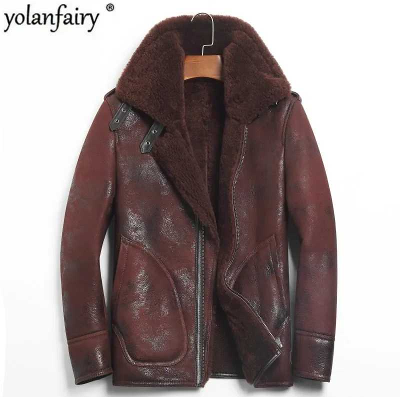 YOLANFAIRY ของแท้หนังแจ็คเก็ตผ - Bomber Jacket Men บทวิจารณ์และราคา