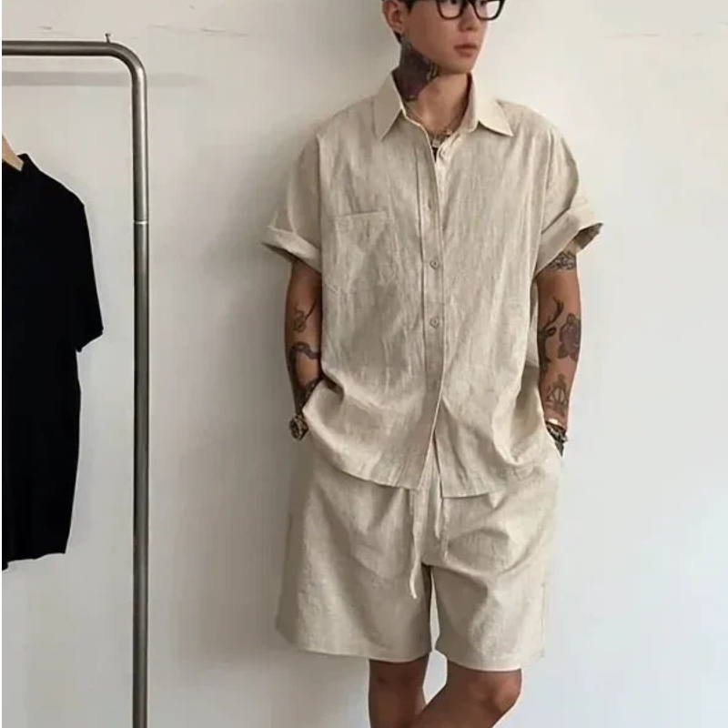 ชุดเซ็ตผ้าลินินคอตตอน 2 ชิ้นสำ - Linen Shirt Summer บทวิจารณ์และราคา
