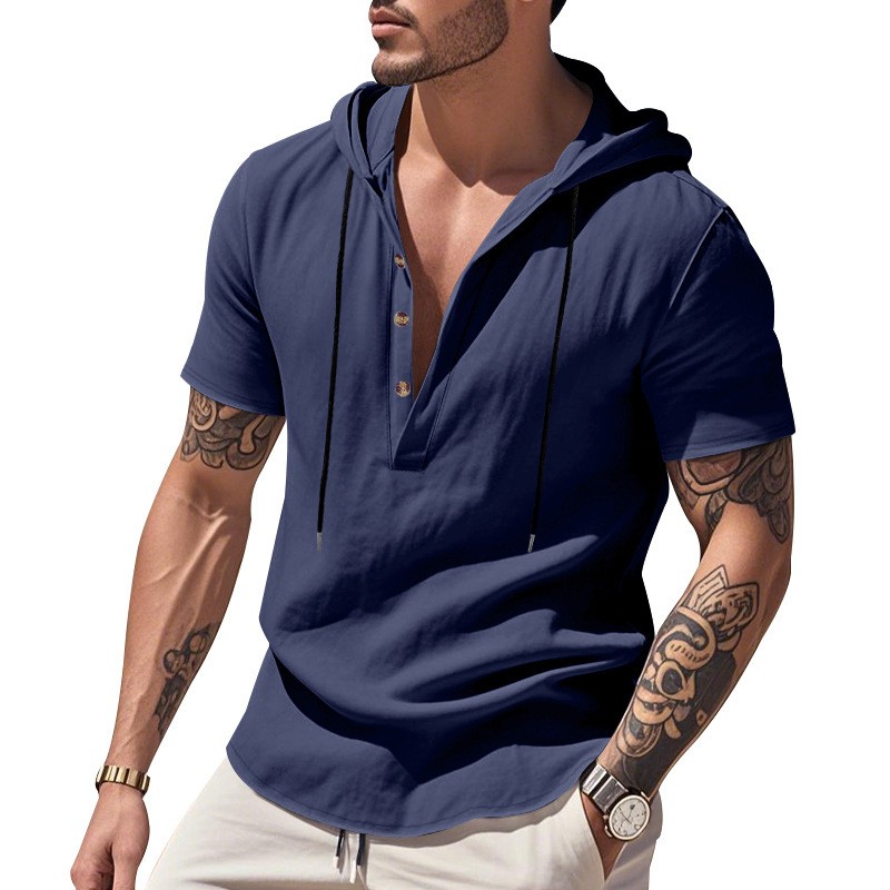 เสื้อเชิ้ตลินินลำลอง สีฟ้าอ่อน - Linen Shirt Summer บทวิจารณ์และราคา