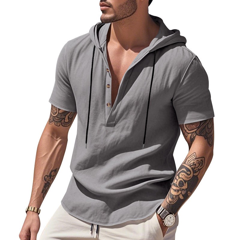 เสื้อเชิ้ตลินินลำลอง สีฟ้าอ่อน - Linen Shirt Summer บทวิจารณ์และราคา