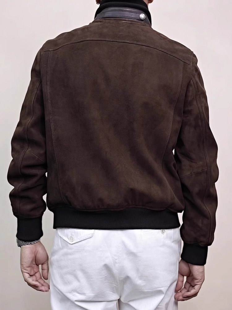 Mensของแท้หนังStand Collarธรรม - Bomber Jacket Men บทวิจารณ์และราคา