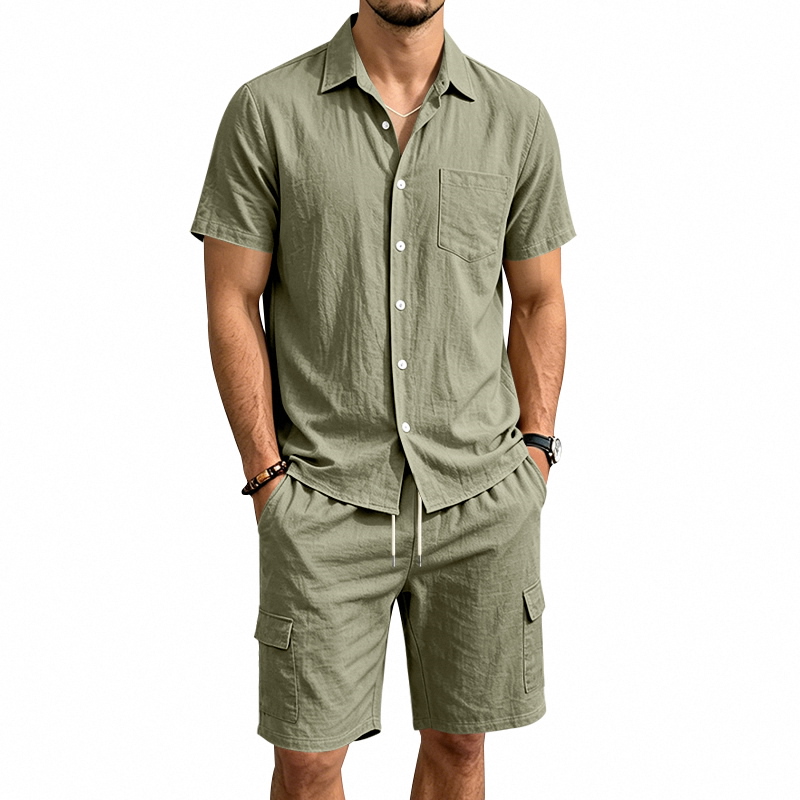 ชุดเซ็ตผ้าลินินสไตล์อเมริกันสำ - Linen Shirt Summer บทวิจารณ์และราคา