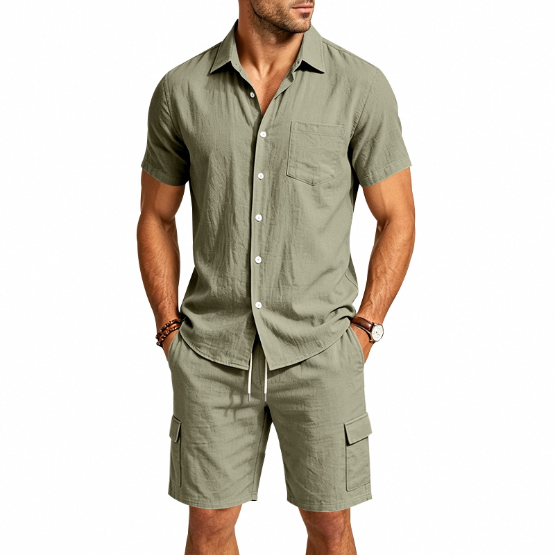 ชุดเซ็ตผ้าลินินสไตล์อเมริกันสำ - Linen Shirt Summer บทวิจารณ์และราคา