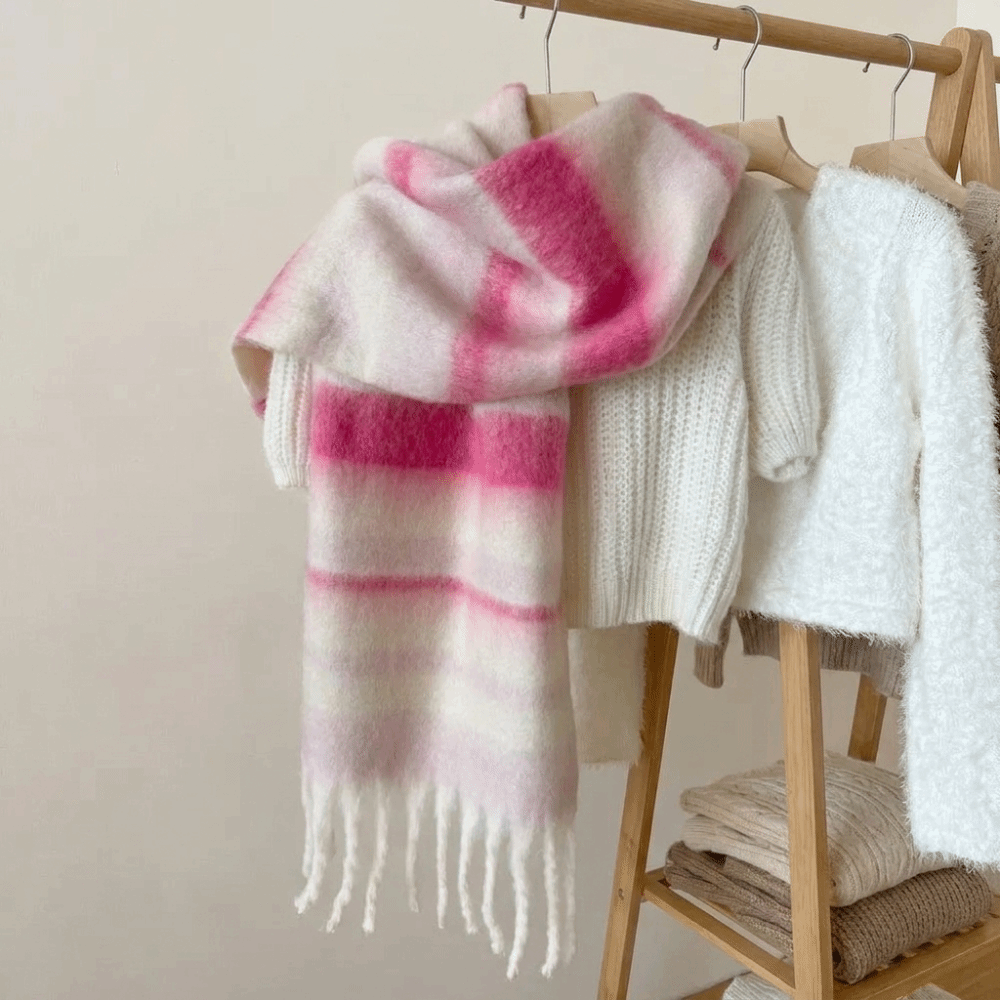 ผ้าพันคอขนแกะลายทางโมแฮร์สุดหร - Men Scarf Wool บทวิจารณ์และราคา