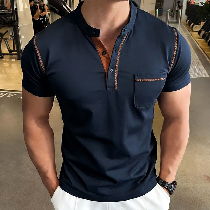 เสื้อโปโลแขนสั้นคอเฮนรี่สำหรับ - Men'S Fashion Polo Shirt บทวิจารณ์และราคา