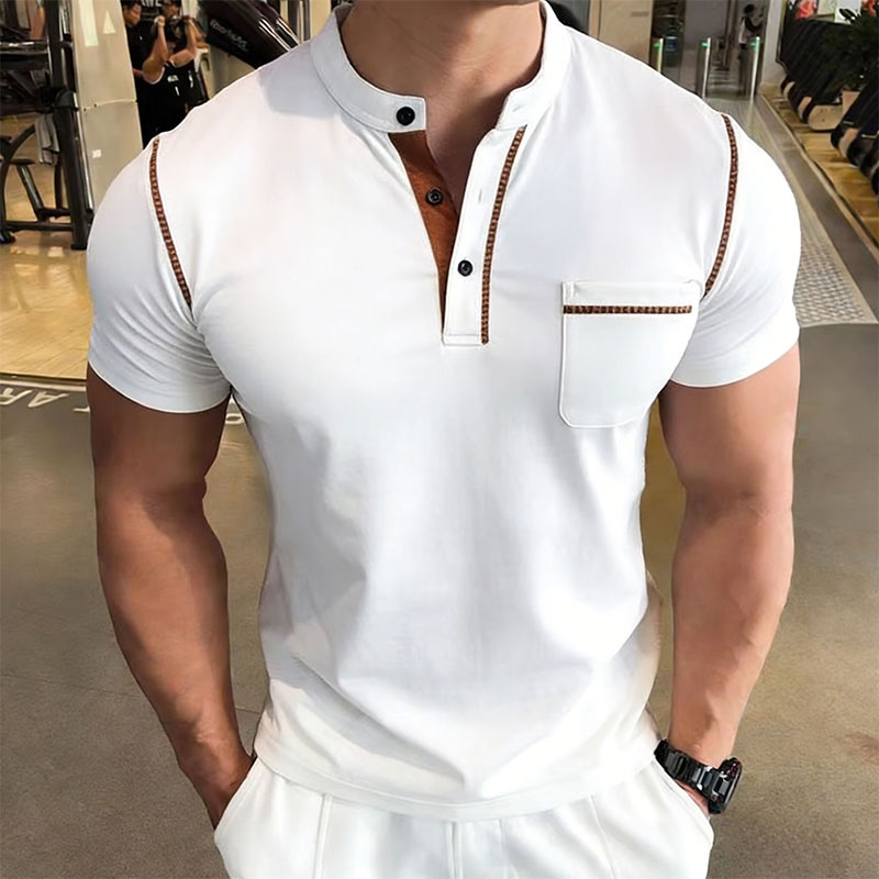 เสื้อโปโลแขนสั้นคอเฮนรี่สำหรับ - Men'S Fashion Polo Shirt บทวิจารณ์และราคา